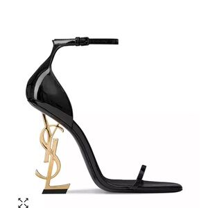 Yves Saint Laurent Black and Gold Sculptural Heel Sandals